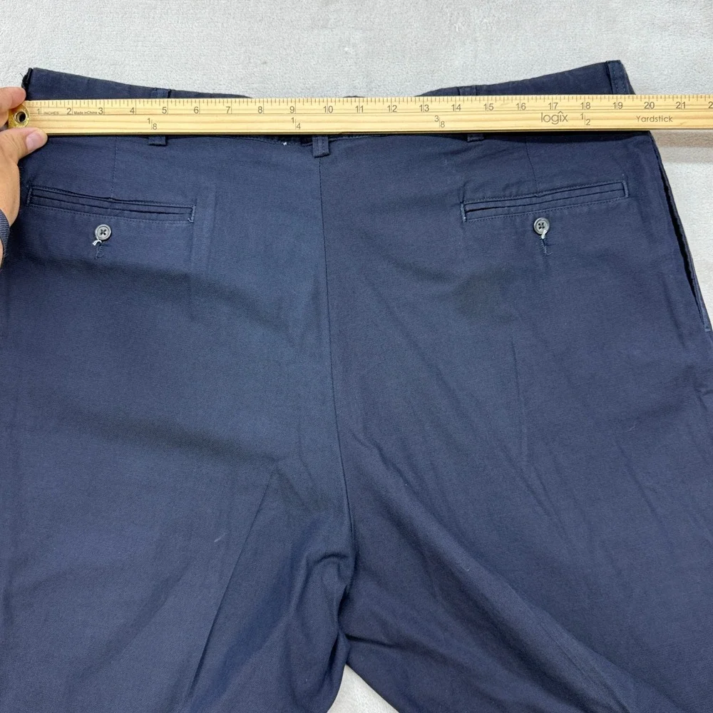 VTG Polo Ralph Lauren Chino Pants Mens 42x30 Navy Blue Double Pleated Cotton USA